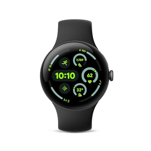 Amazon product image of Google Pixel Watch 3 with round display and gray band