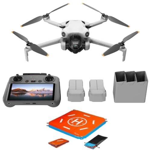 DJI Mini 4 Pro Fly More Combo Plus with DJI RC 2 (Screen Remote Controller), Folding Mini-Drone with 4K HDR Video Camera for Adults, 2 Extra Intelligent Flight Batteries Plus for 45-Min Flight Time product image