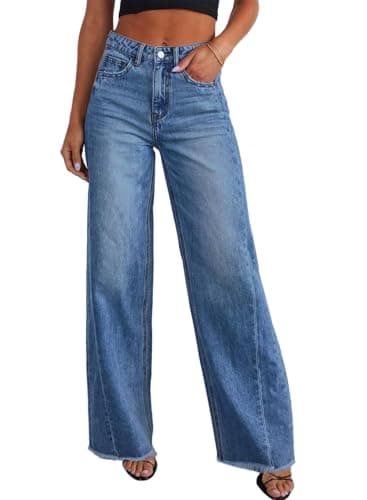 Sidefeel Women's Wide Leg Jeans High Waisted Stretchy Raw Hem Denim Pants Size 8 Blue Review (2026): Specs, Pros & Cons, and Who It's For