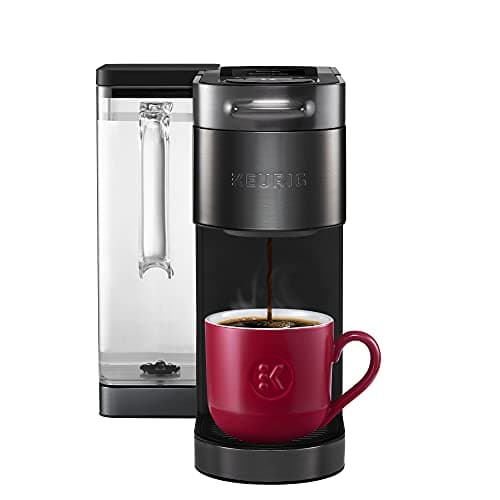 Amazon product image of Keurig K-Supreme Plus SMART showing touchscreen, water reservoir, and cup