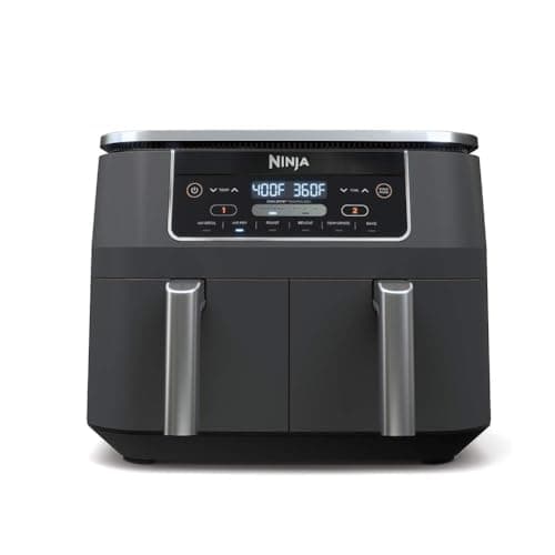 Ninja DZ201 Foodi 8 Quart 6-in-1 DualZone 2-Basket Air Fryer with 2 Independent Frying Baskets, Match Cook & Smart Finish to Roast, Broil, Dehydrate & More for Quick, Easy Meals, Grey product image